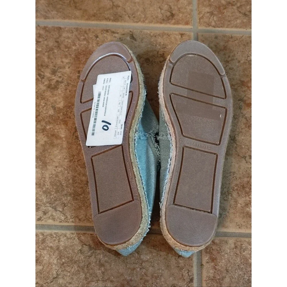 NWT Talbots Izzy Frayed Denim Boho Flat Espadrilles